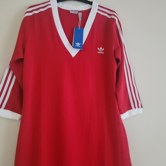 Adidas Maxi Dress red w/ tri-stripes BNWT!!! - Picture 15 of 15